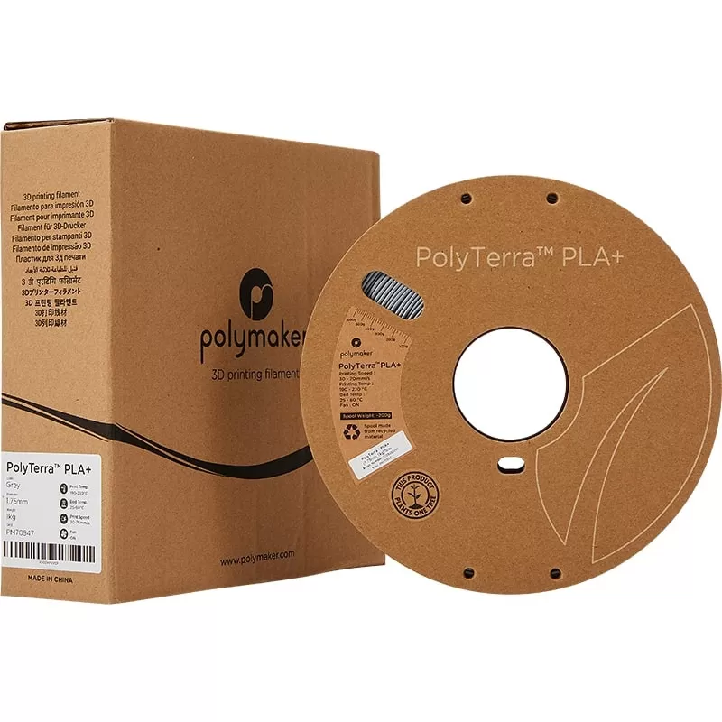 Packaging PolyTerra+ PLA Gris - 1.75mm - 1 kg Packaging PolyTerra+ PLA Gris - 1.75mm - 1 kg